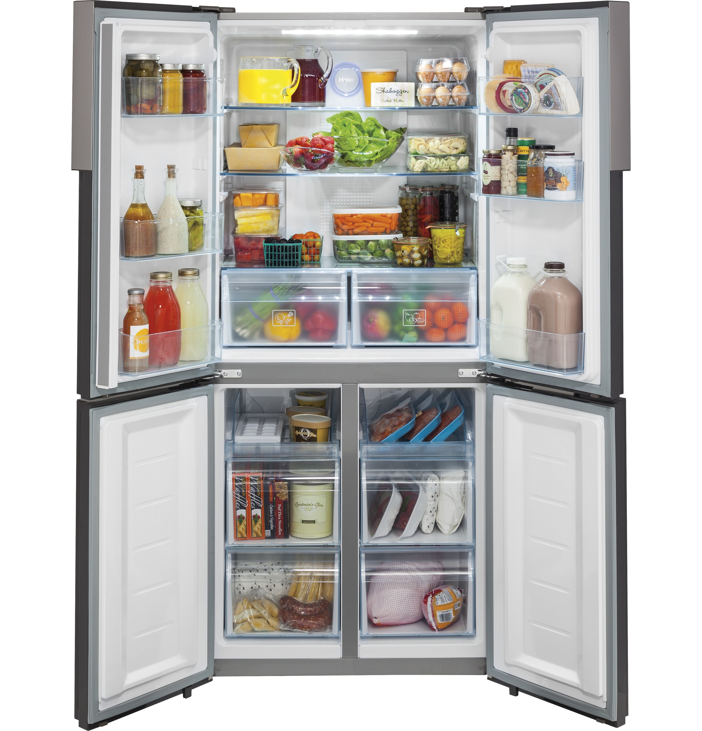 Haier ENERGY STAR® 16.4 Cu. Ft. Quad Door RefrigeratorHaier ENERGY STAR® 16.4 Cu. Ft. Quad Door Refrigerator HRQ16N3BGS
