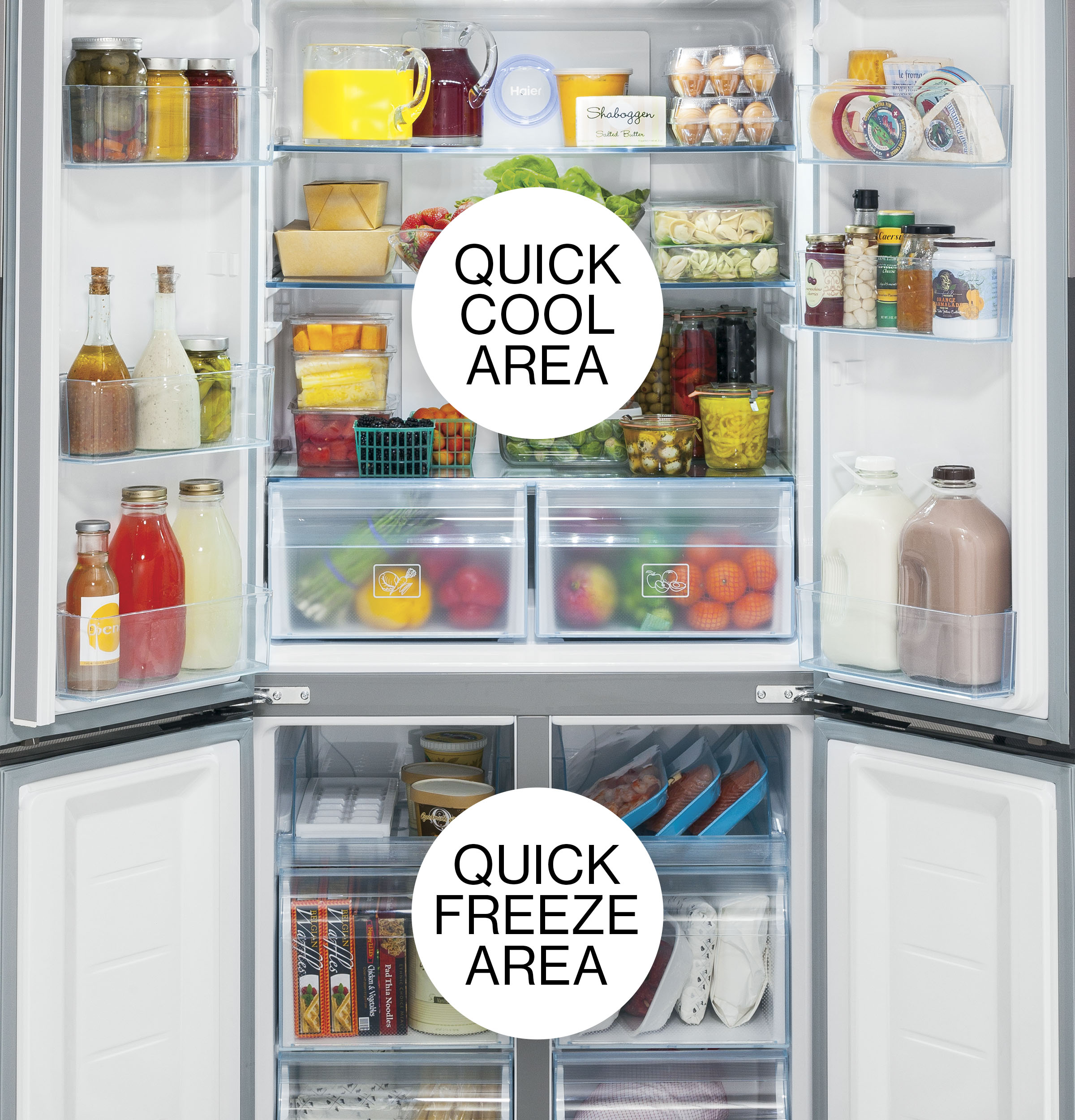 Haier ENERGY STAR® 16.4 Cu. Ft. Quad Door RefrigeratorHaier ENERGY STAR® 16.4 Cu. Ft. Quad Door Refrigerator HRQ16N3BGS