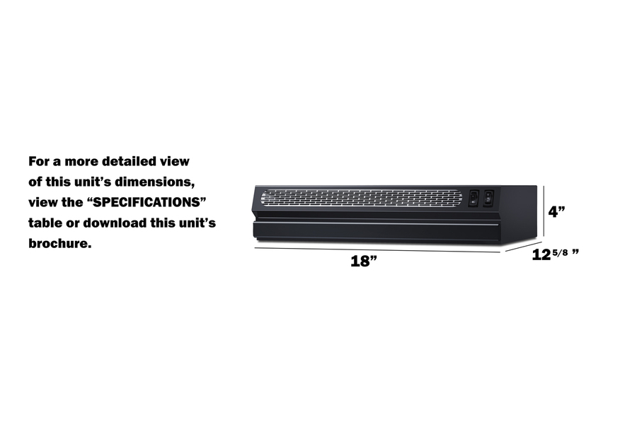 18" Wide Under Cabinet Range Hood HRTX18B