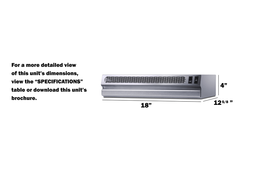 18" Wide Under Cabinet Range Hood HRTX18SS