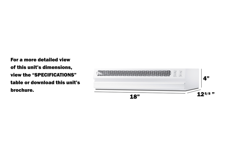 18" Wide Under Cabinet Range Hood HRTX18W