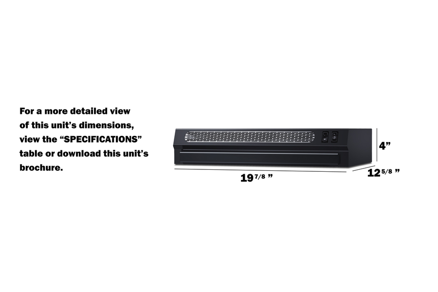 20" Wide Under Cabinet Range Hood (PTC) HRTX20BPTC