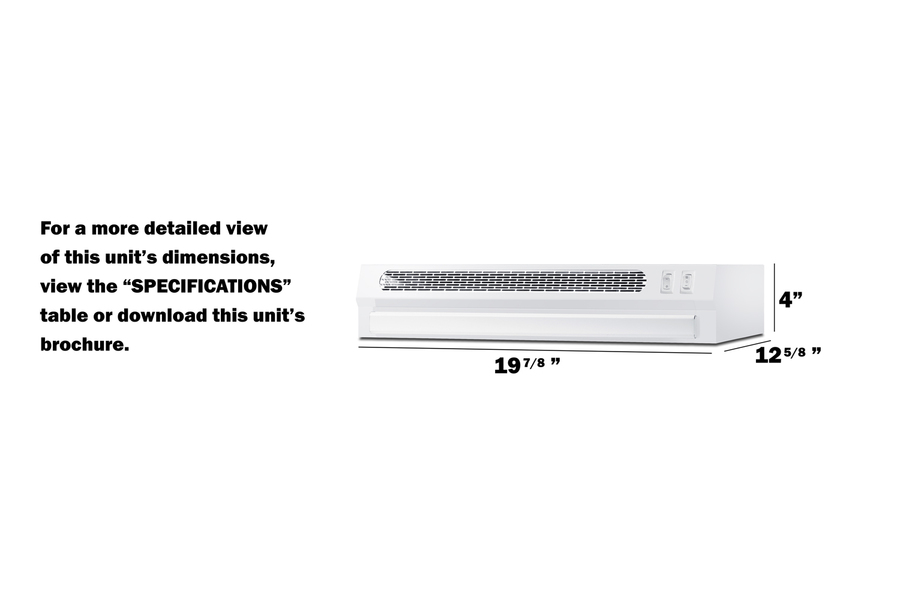 20" Wide Under Cabinet Range Hood HRTX20W