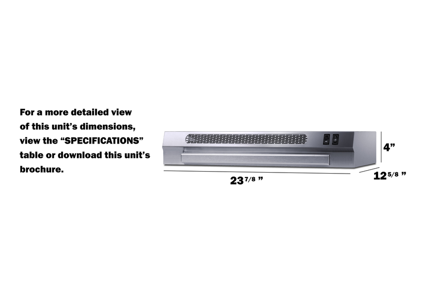 24" Wide Under Cabinet Range Hood (ADA Compliant) HRTX24SSADA