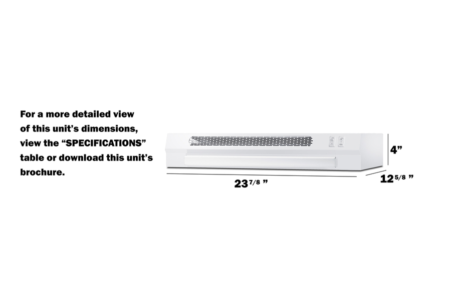 24" Wide Under Cabinet Range Hood HRTX24W