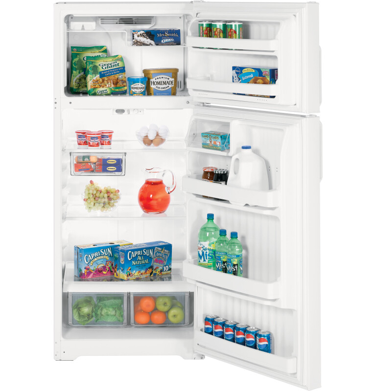 Hotpoint 18.2 Cu. Ft. Top-Freezer Refrigerator White HTS18GBSWW Picture 1