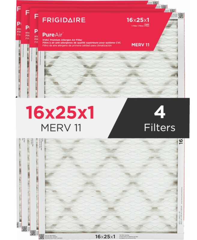 PureAir  16" x 25" x 1" MERV 11 Premium Allergen Air Filter -  4 Pack HVAC1625114