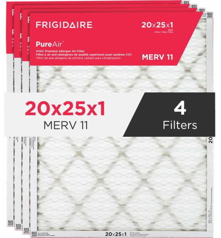 PureAir  20" x 25" x 1" MERV 11 Premium Allergen Air Filter - 4 Pack HVAC2025114