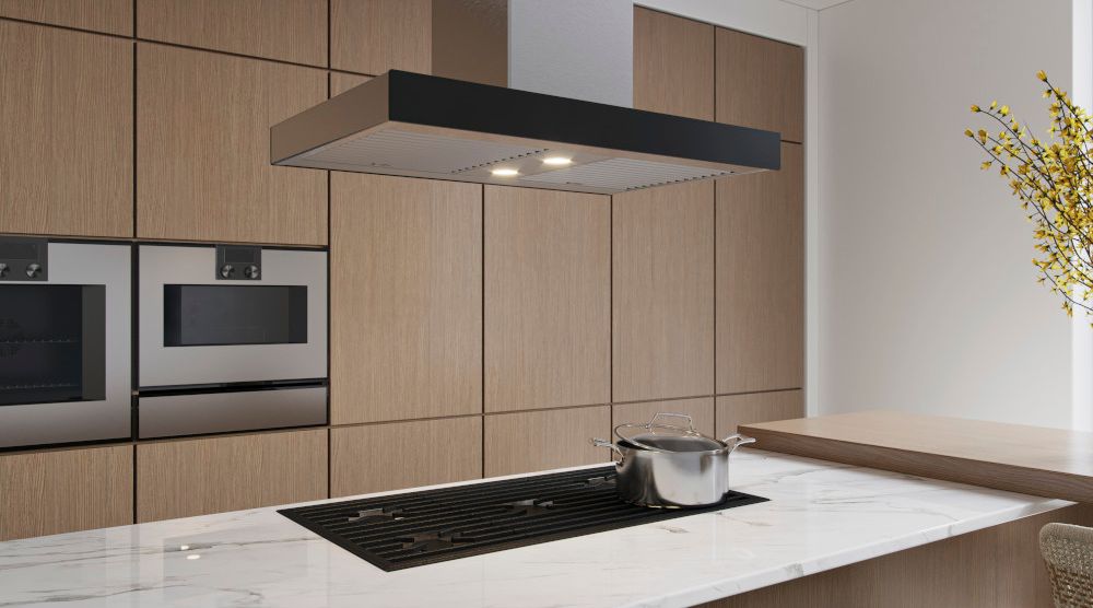 36-inch Island Range Hood, 650 Max Blower Cfm, Stainless Steel, Brushed Grey Glass (icb3 Series) ICB3I36SBS