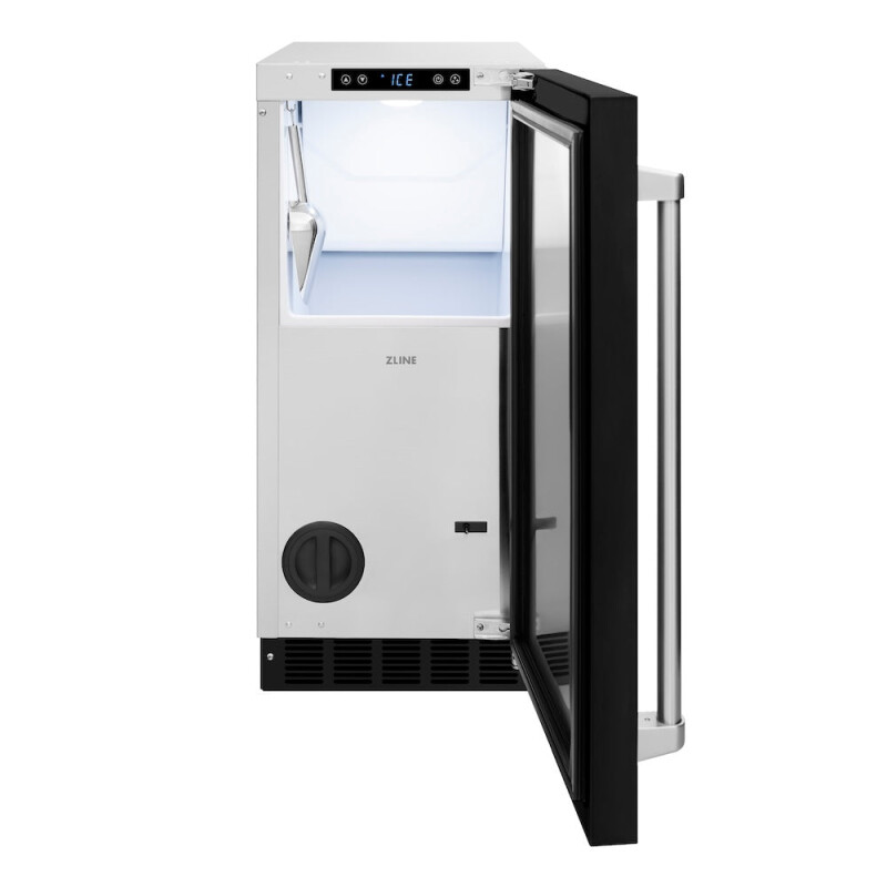 15 In. Touchstone Clear Cube Ice Maker With Drain Pump And Black Matte Door ICCDBLM15