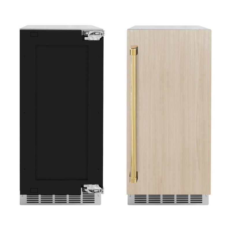 Autograph Edition 15 In. Touchstone Clear Cube Ice Maker With Drain Pump And Panel Ready Door With Polished Gold Handle ICCDPZ15G