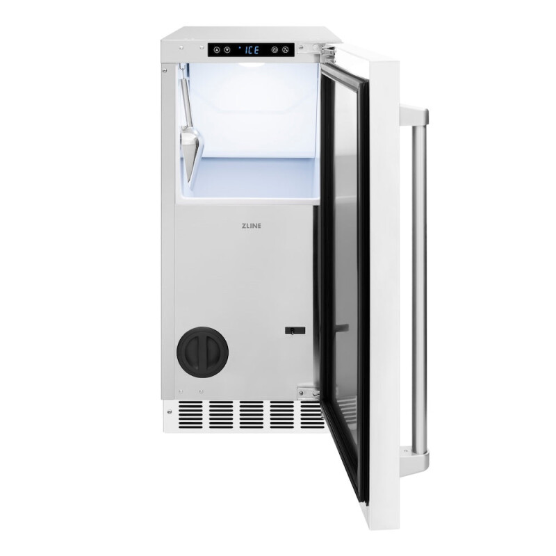15 In. Touchstone Clear Cube Ice Maker With Drain Pump And White Matte Door ICCDWM15