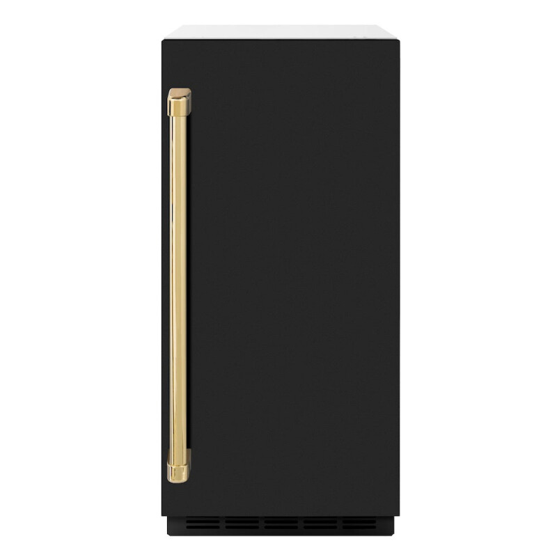 Autograph Edition 15 In. Touchstone Clear Cube Ice Maker With Drain Pump And Black Matte Door With Polished Gold Handle ICCDZBLM15G