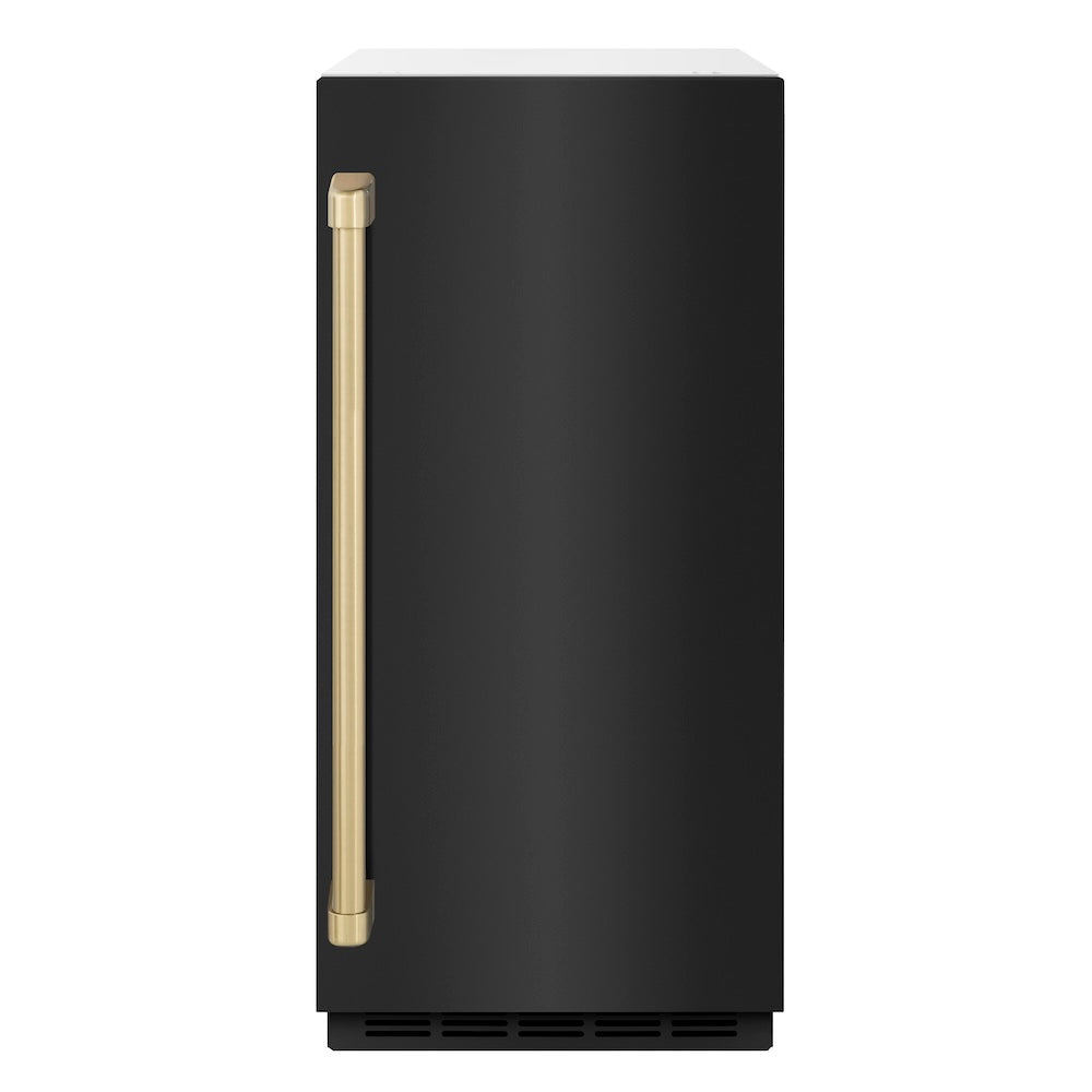 Autograph Edition 15 In. Touchstone Clear Cube Ice Maker With Drain Pump And Black Stainless Steel Door With Champagne Bronze Handle ICCDZBS15CB