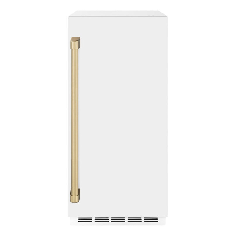 Autograph Edition 15 In. Touchstone Clear Cube Ice Maker With Drain Pump And White Matte Door With Champagne Bronze Handle ICCDZWM15CB