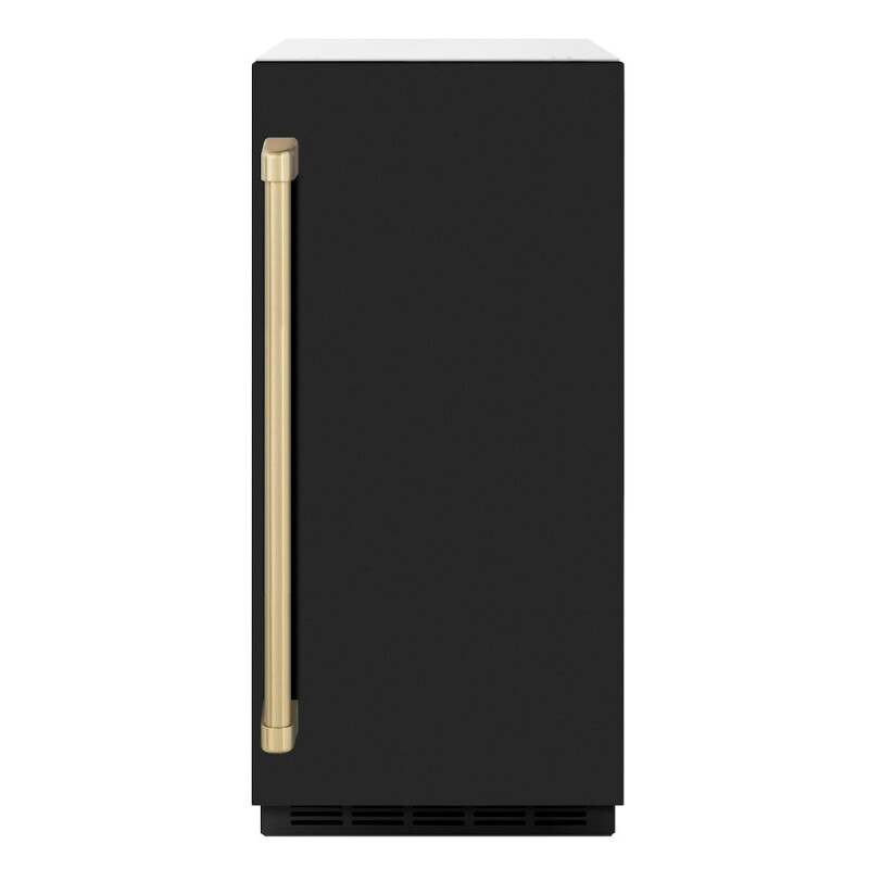 ZLINE Autograph Edition 15 in. Touchstone Gourmet Ice Maker with Drain Pump and Black Matte Door with Champagne Bronze Handle (IGMDZ-BLM-15-CB) IGMDZBLM15CB