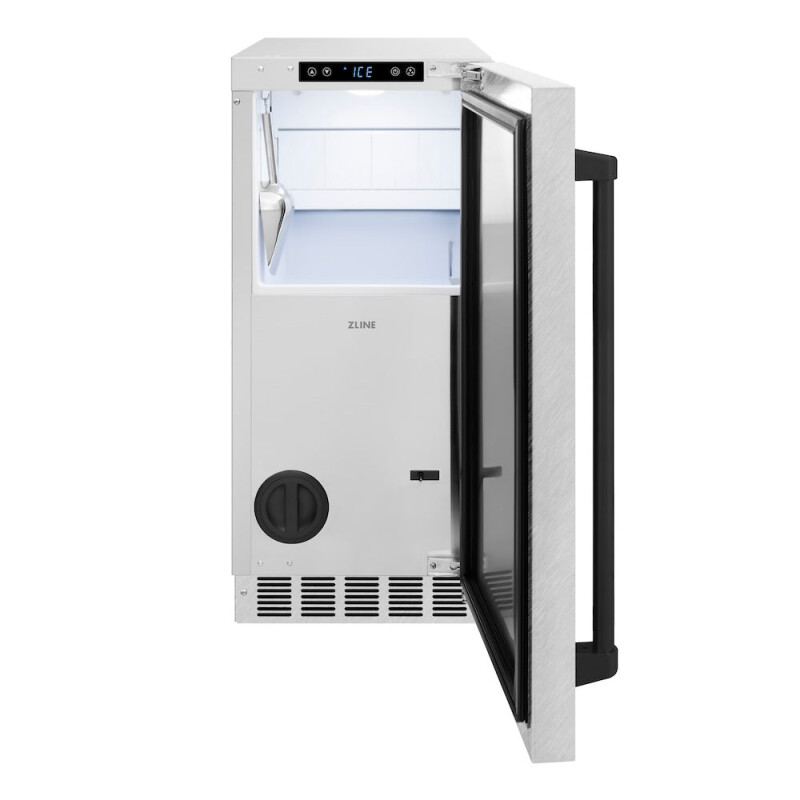 Autograph Edition 15 In. Touchstone Gourmet Ice Maker With Drain Pump And Satin Stainless Steel Door With Matte Black Handle IGMDZSN15MB