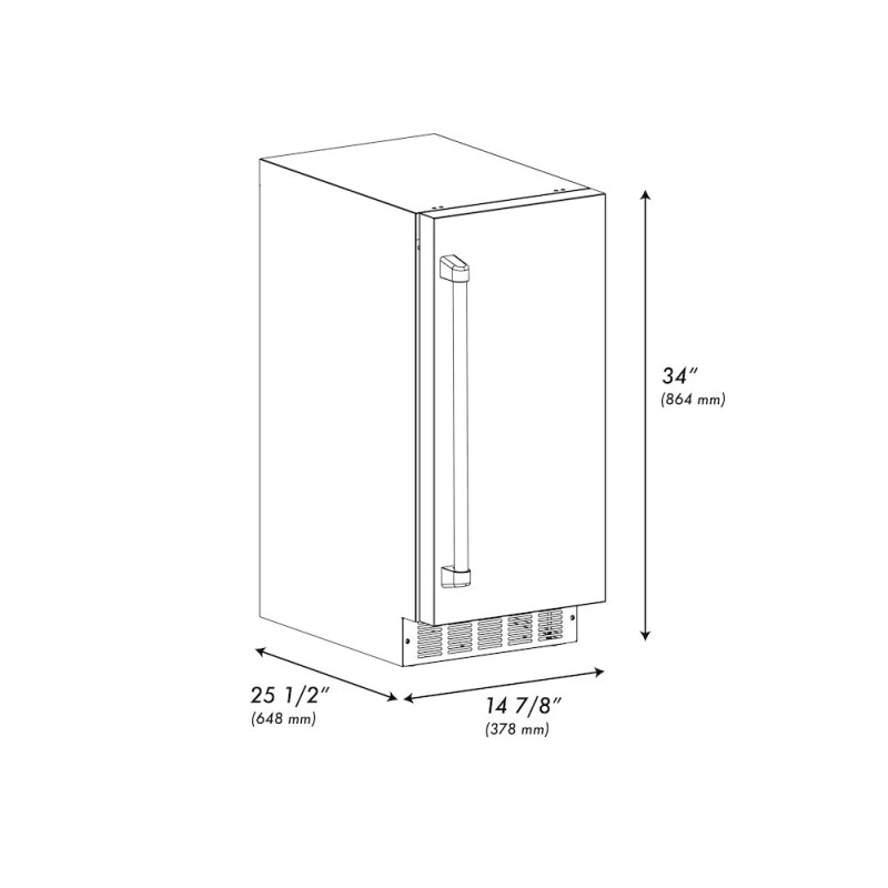 Autograph Edition 15 In. Touchstone Gourmet Ice Maker With Drain Pump And Satin Stainless Steel Door With Matte Black Handle IGMDZSN15MB