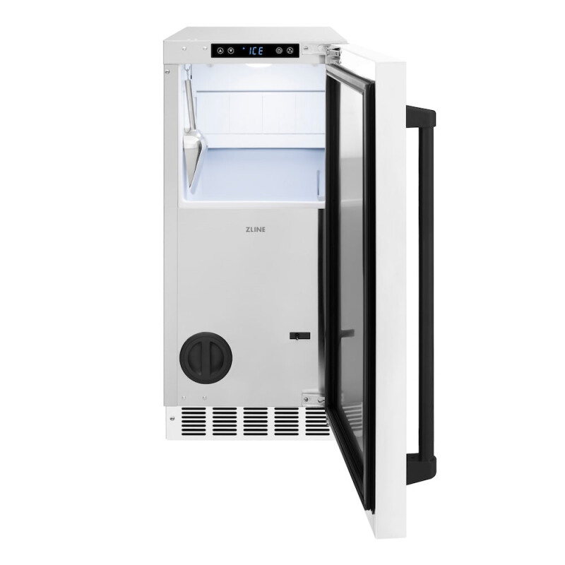 Autograph Edition 15 In. Touchstone Gourmet Ice Maker With Drain Pump And White Matte Door With Matte Black Handle IGMDZWM15MB