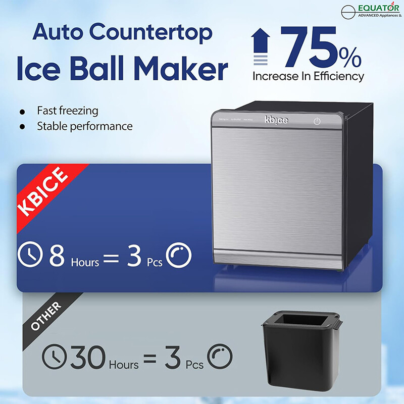 Equator-KB Ice SPHERE ICE MAKER Clear Slow melt 2inches 110V + Filtered Water Tank IMFDHD1Q501, product image 10 of 13