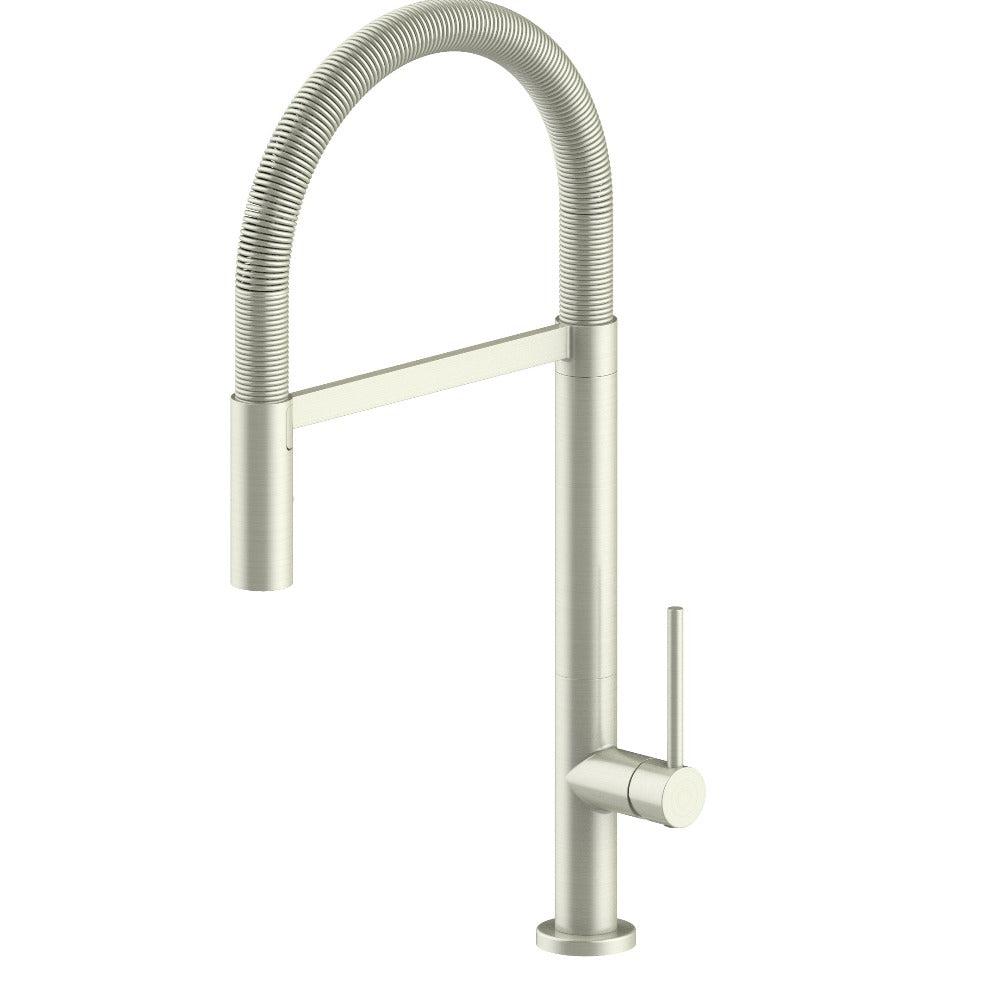 Incline Pull Down Single Handle Kitchen Faucet In Brushed Nickel INCKFBN