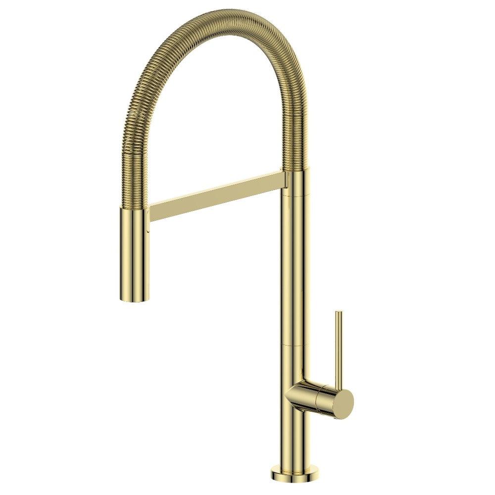 Autograph Edition Incline Pull Down Single Handle Kitchen Faucet In Polished Gold INCKFPG