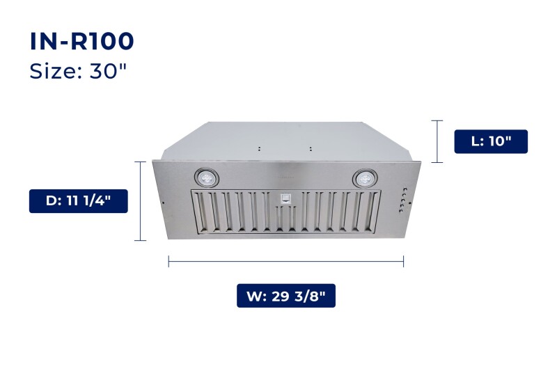 30" Built-In Range Hood - Convertible - 11.25" Deep INR100SS30