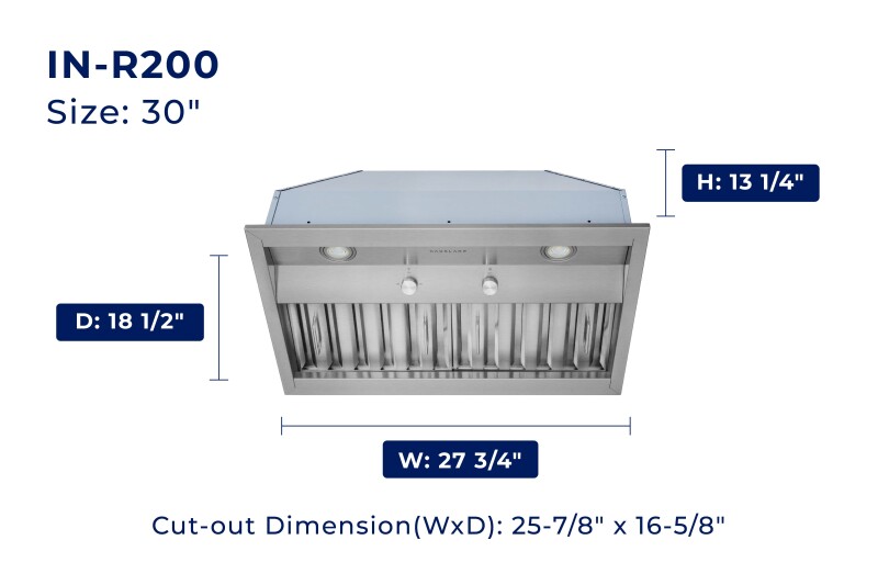 42" Built-In Range Hood - Convertible - 18.5" Deep INR200SS42
