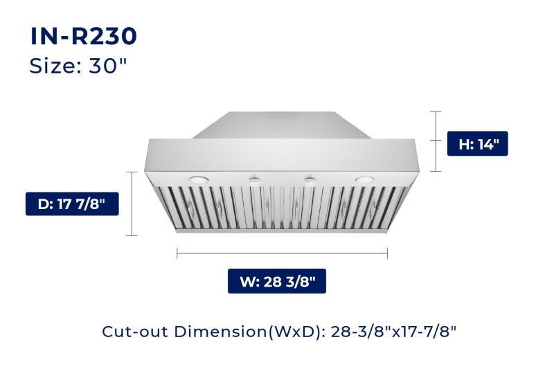 36" Insert Built-in Range Hood - Convertible - 17.87" Deep INR230SS36