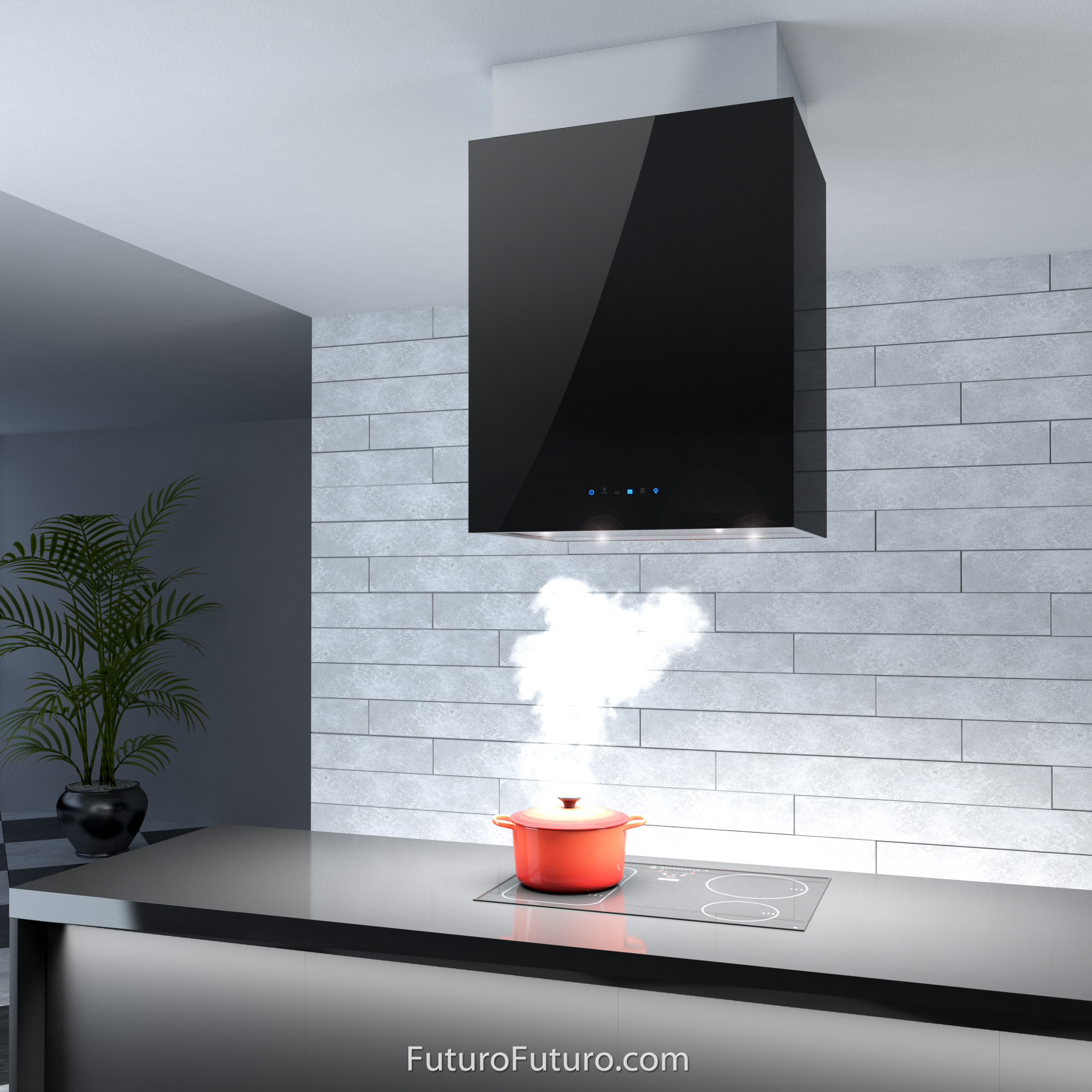24″ Lombardy Black Island Range Hood IS24LOMBARDYBLK