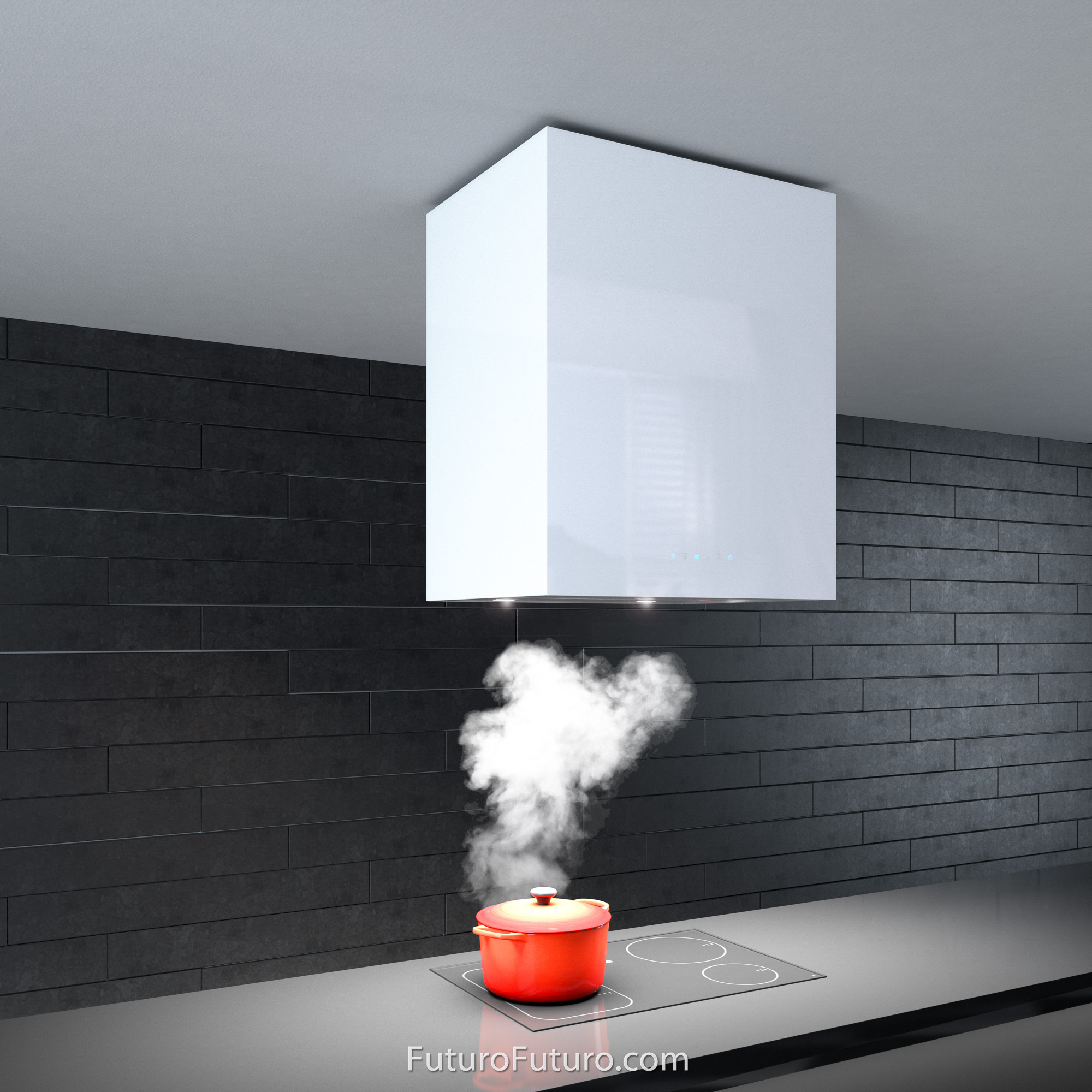 24″ Lombardy White Island Range Hood IS24LOMBARDYWHT