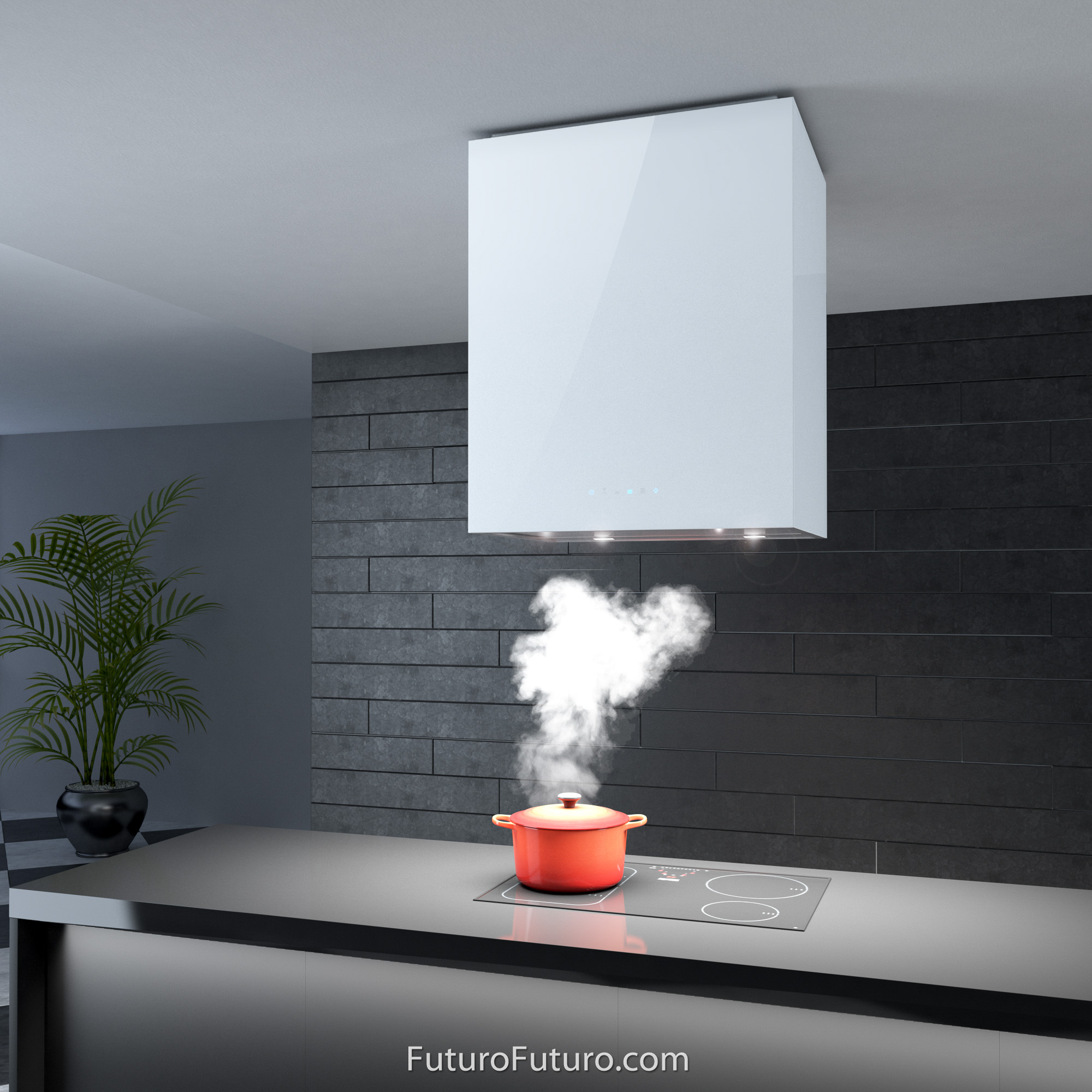 24″ Lombardy White Island Range Hood IS24LOMBARDYWHT