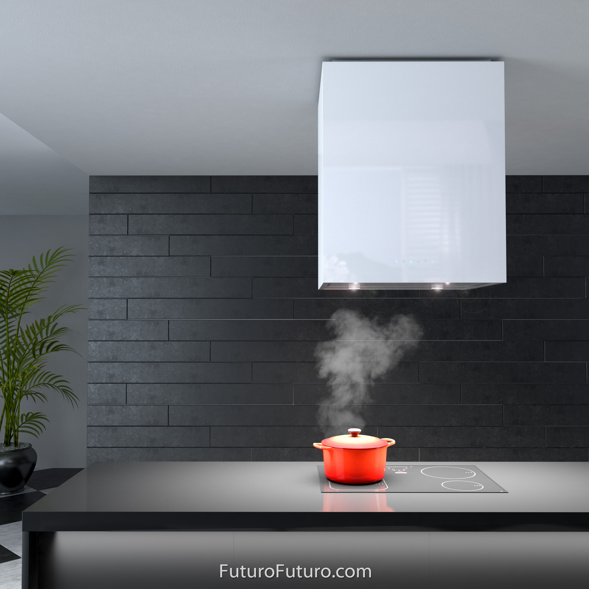 24″ Lombardy White Island Range Hood IS24LOMBARDYWHT