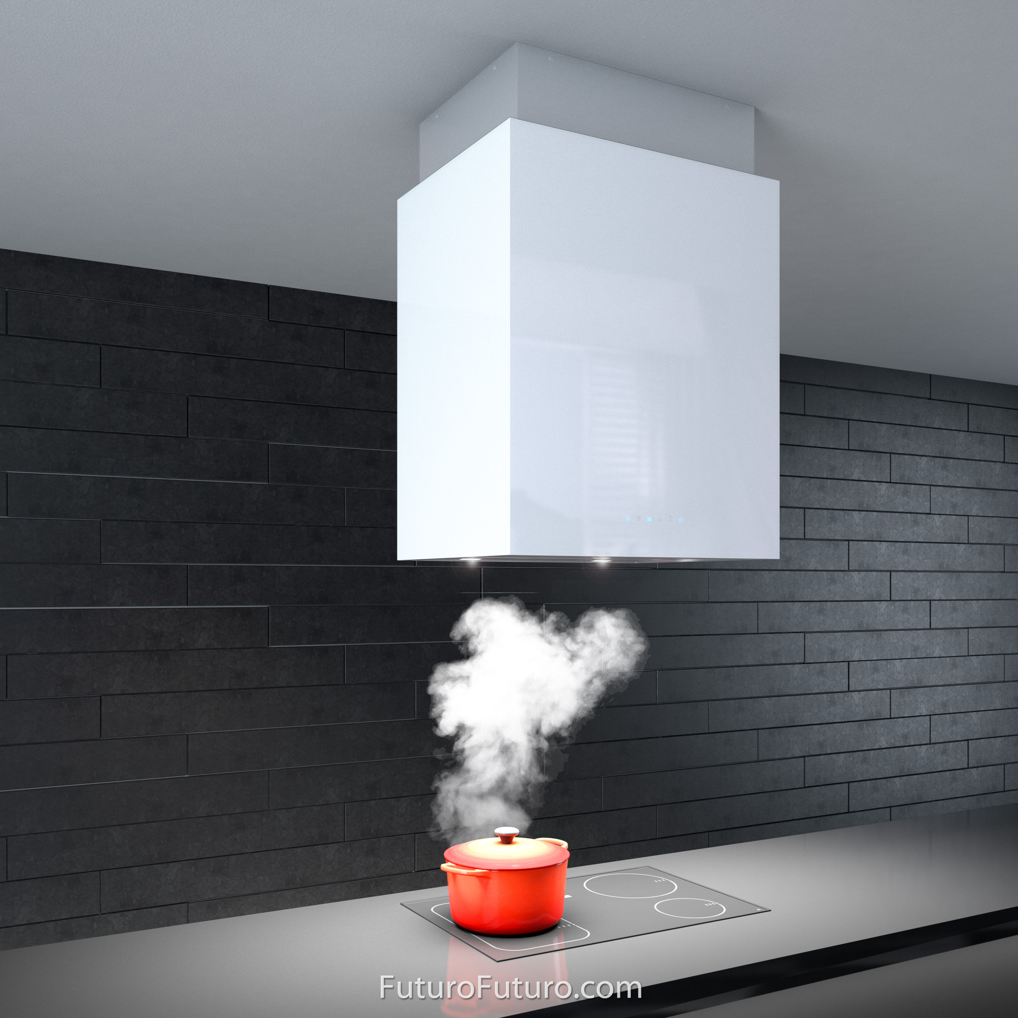 24″ Lombardy White Island Range Hood IS24LOMBARDYWHT