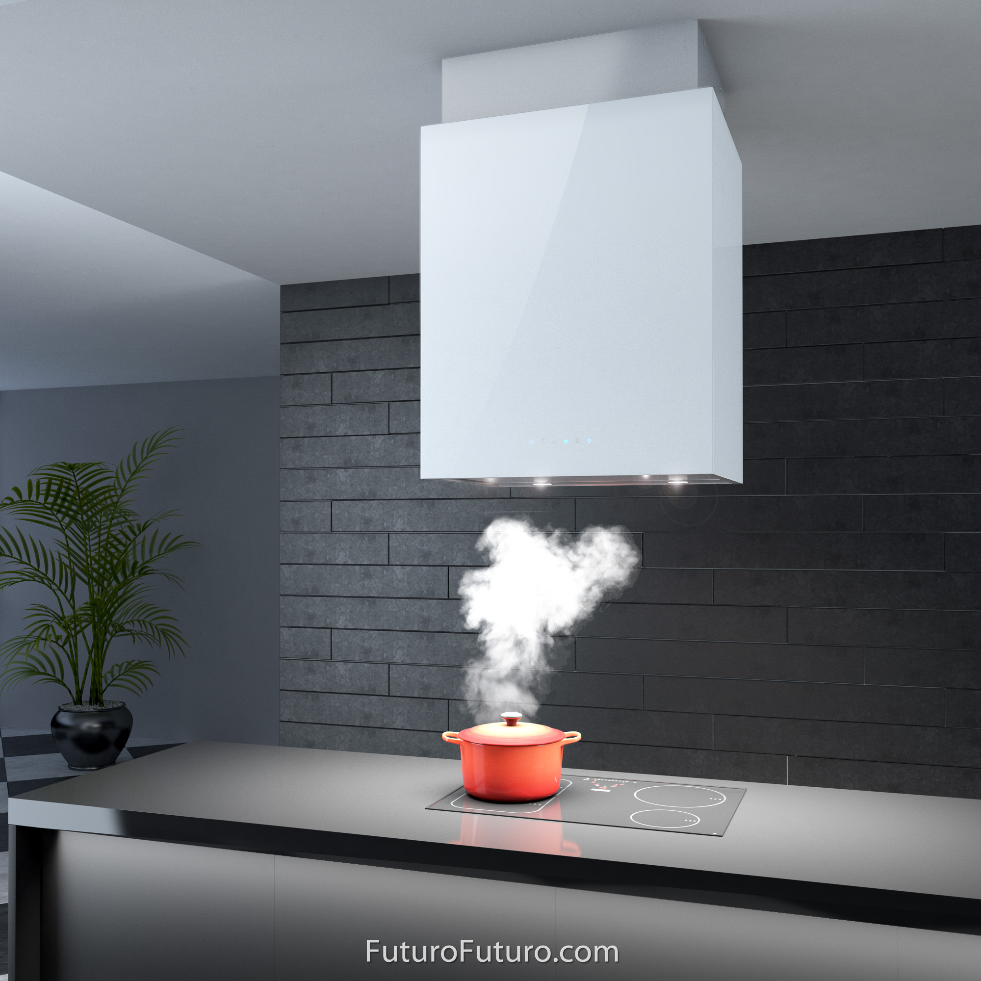 24″ Lombardy White Island Range Hood IS24LOMBARDYWHT