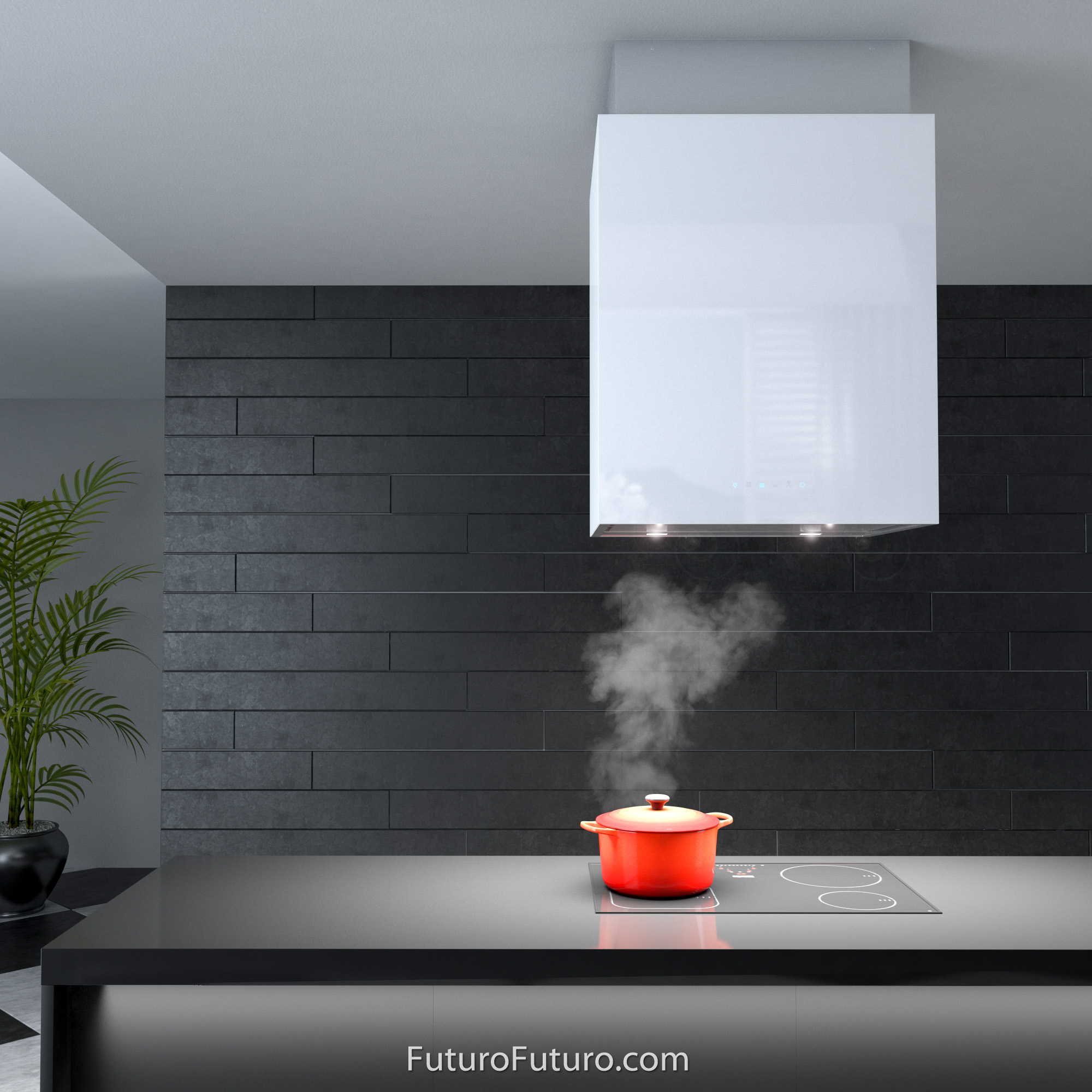 24″ Lombardy White Island Range Hood IS24LOMBARDYWHT