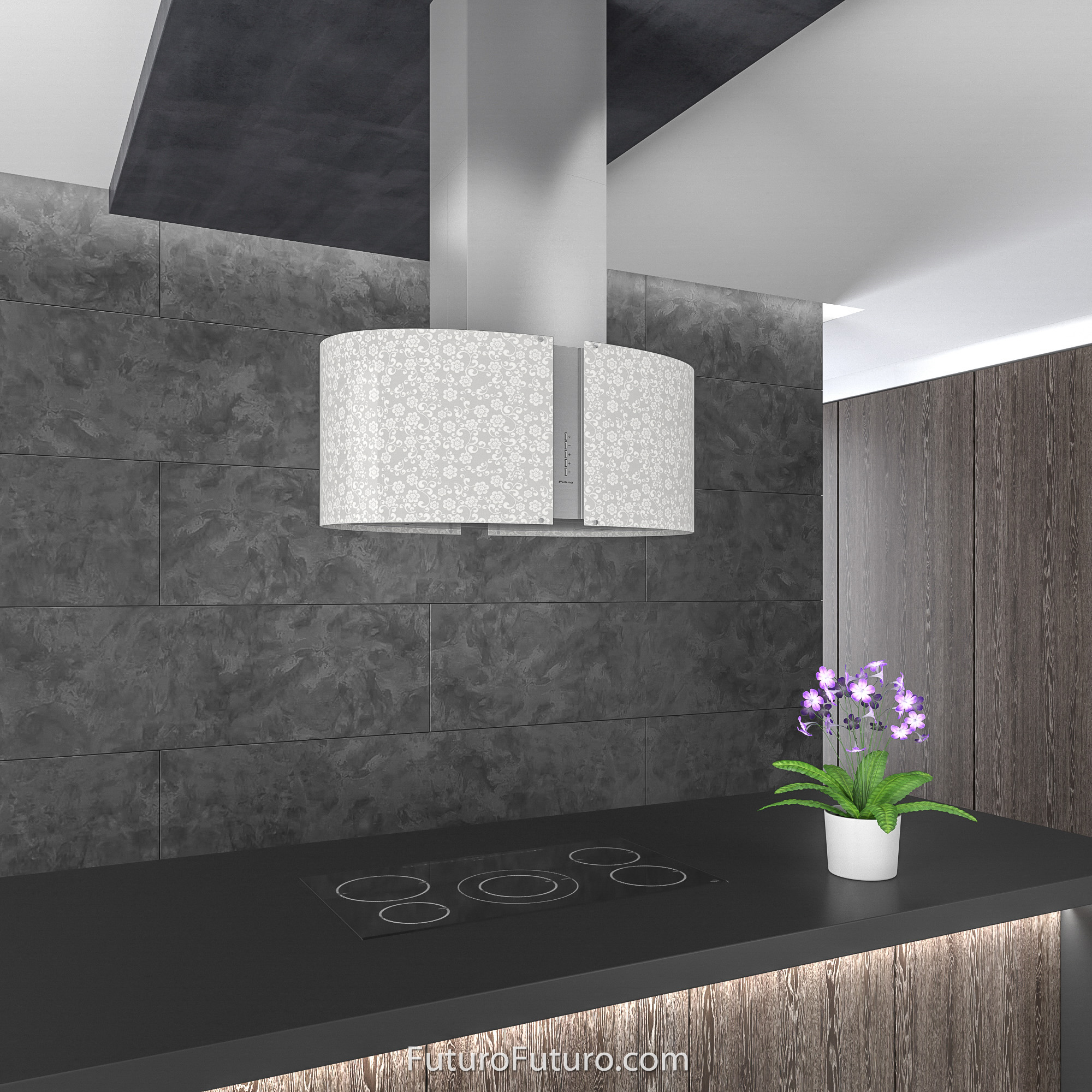 34″ Murano Mayflower LED Island Range Hood IS34MURMAYFLOWERLED