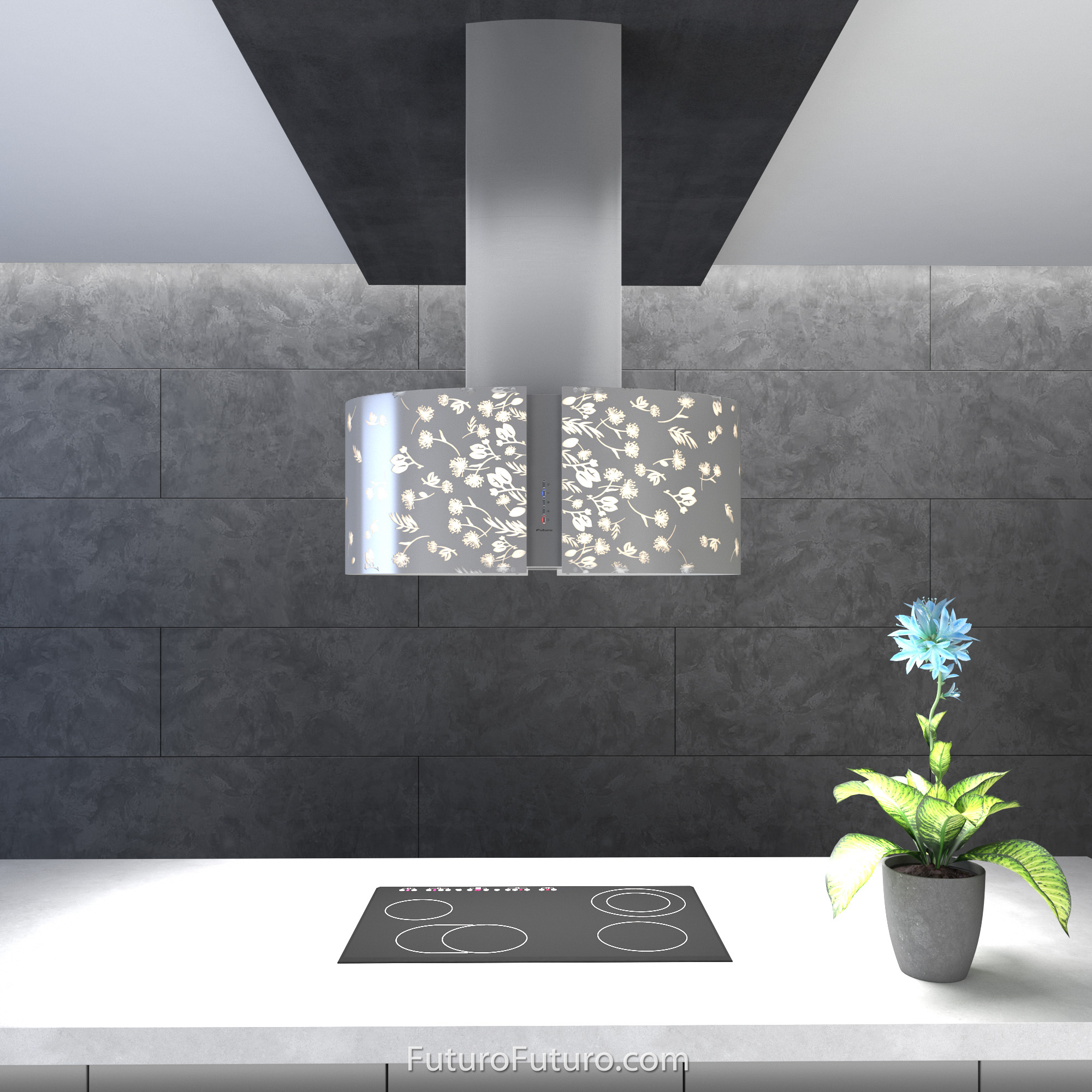 34″ Murano Moonlight LED Island Range Hood IS34MURMOONLIGHTLED