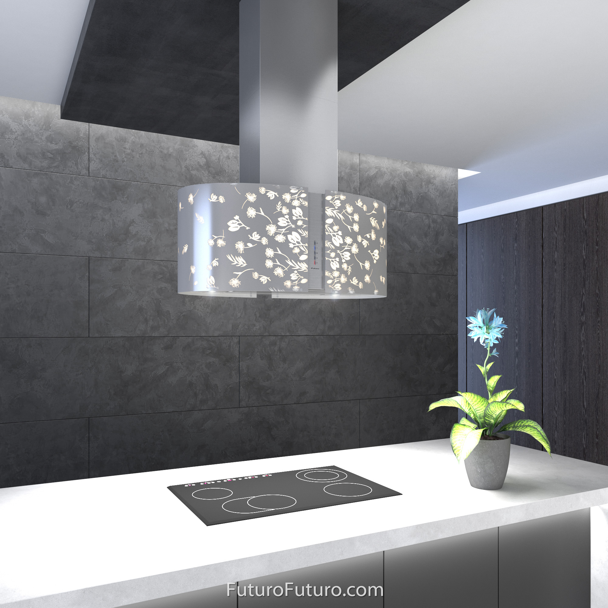 34″ Murano Moonlight LED Island Range Hood IS34MURMOONLIGHTLED
