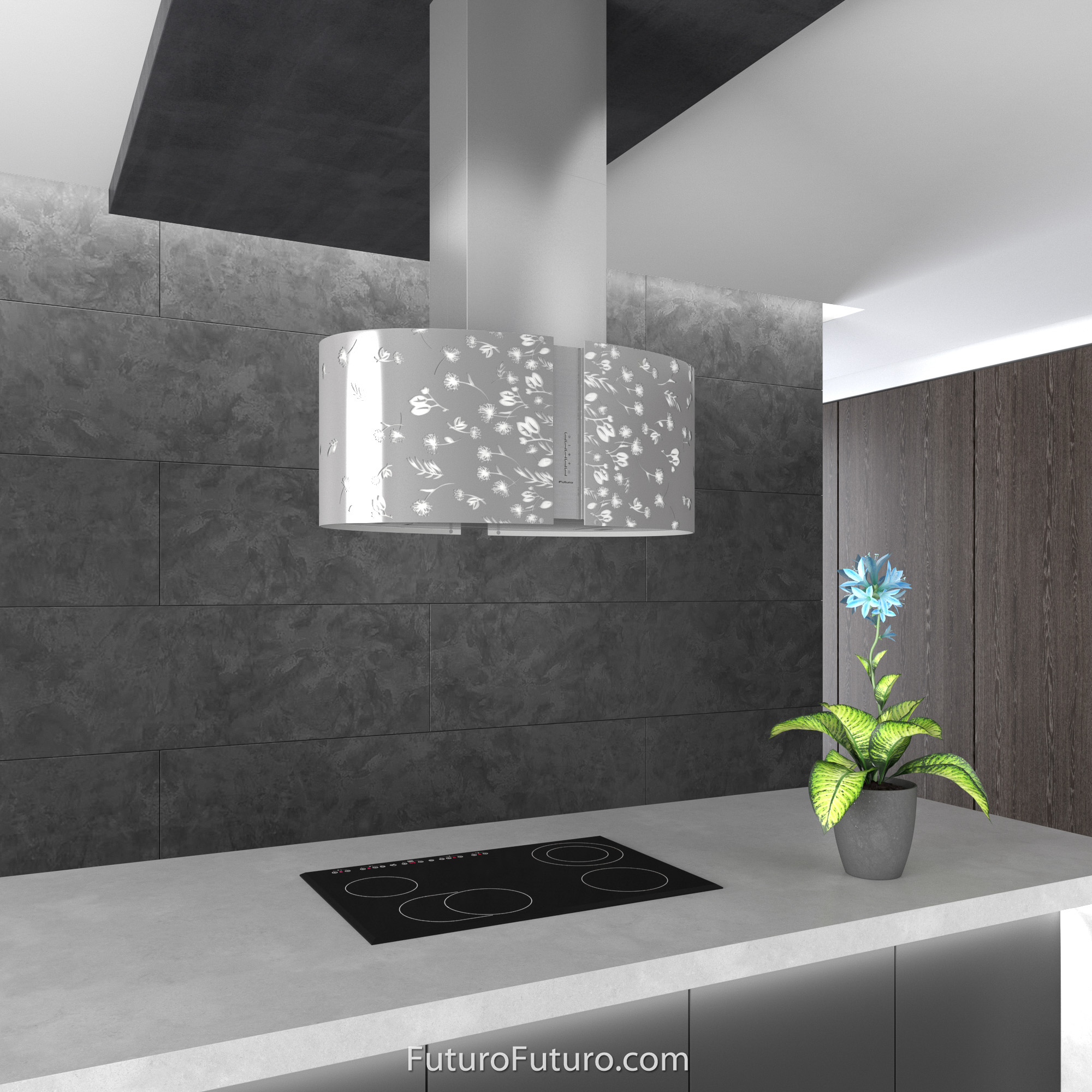 34″ Murano Moonlight LED Island Range Hood IS34MURMOONLIGHTLED
