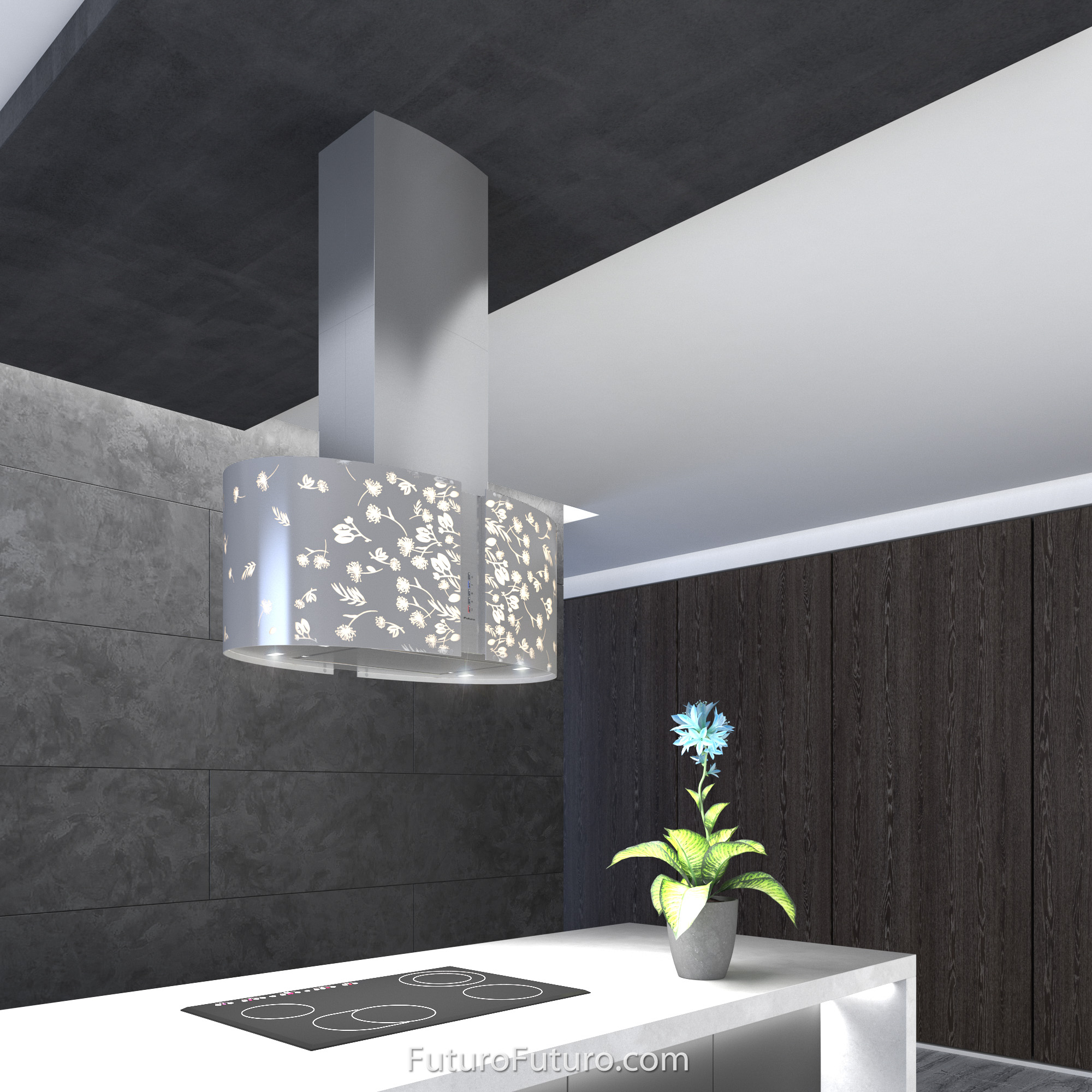 34″ Murano Moonlight LED Island Range Hood IS34MURMOONLIGHTLED