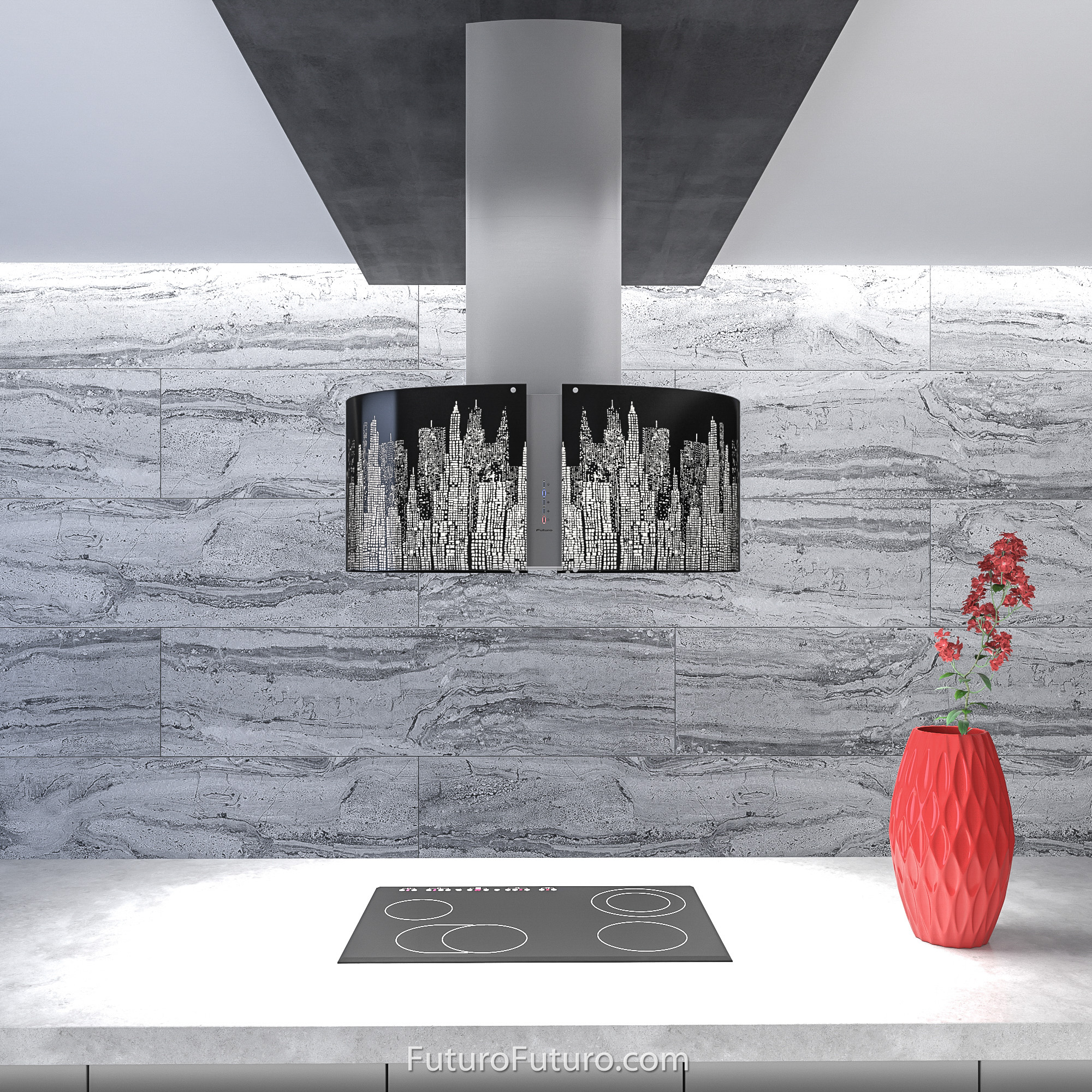 34″ Murano New York LED Island Range Hood IS34MURNEWYORKLED