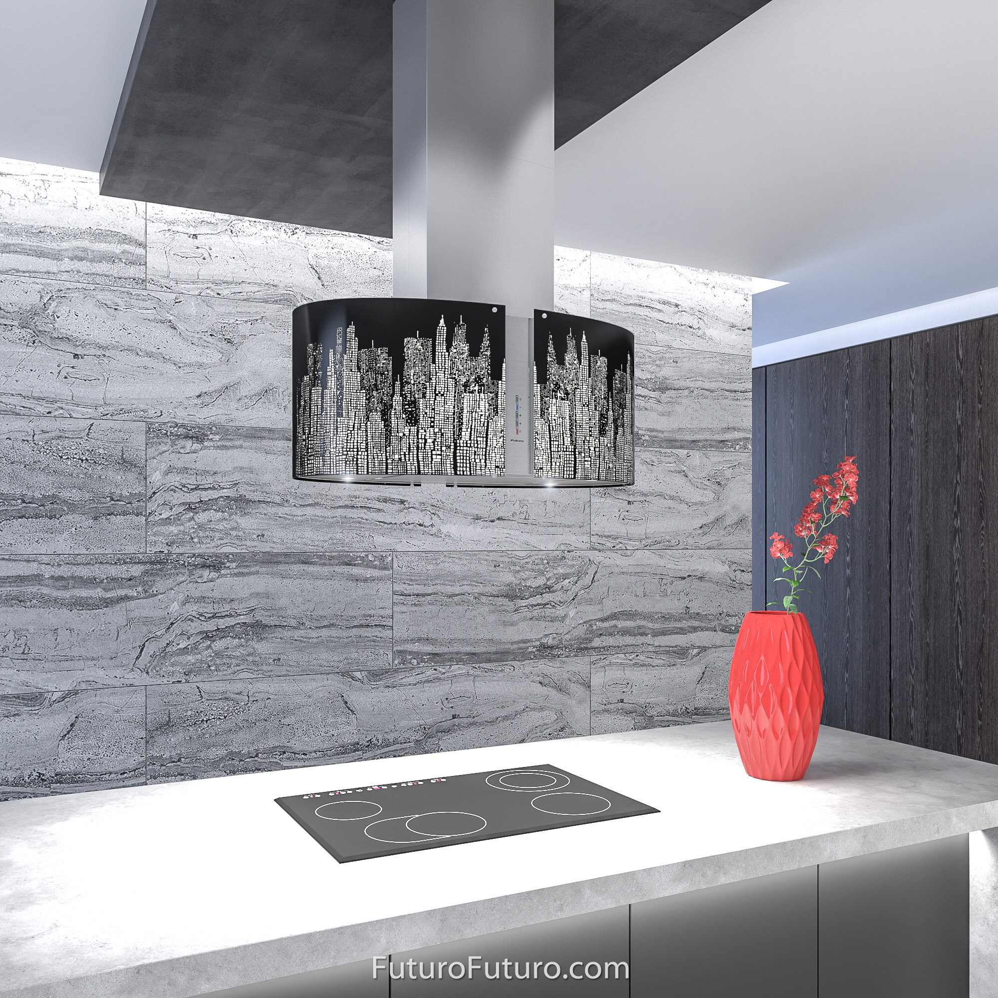 34″ Murano New York LED Island Range Hood IS34MURNEWYORKLED
