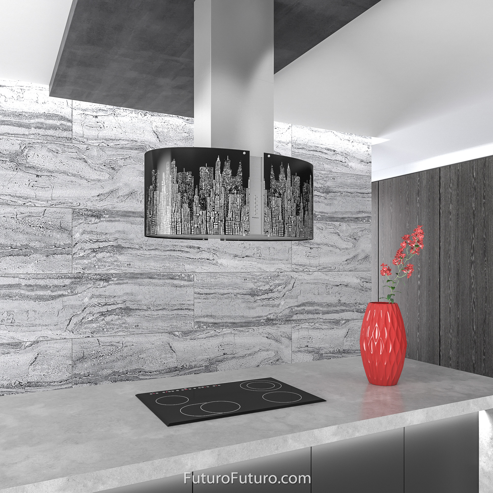 34″ Murano New York LED Island Range Hood IS34MURNEWYORKLED