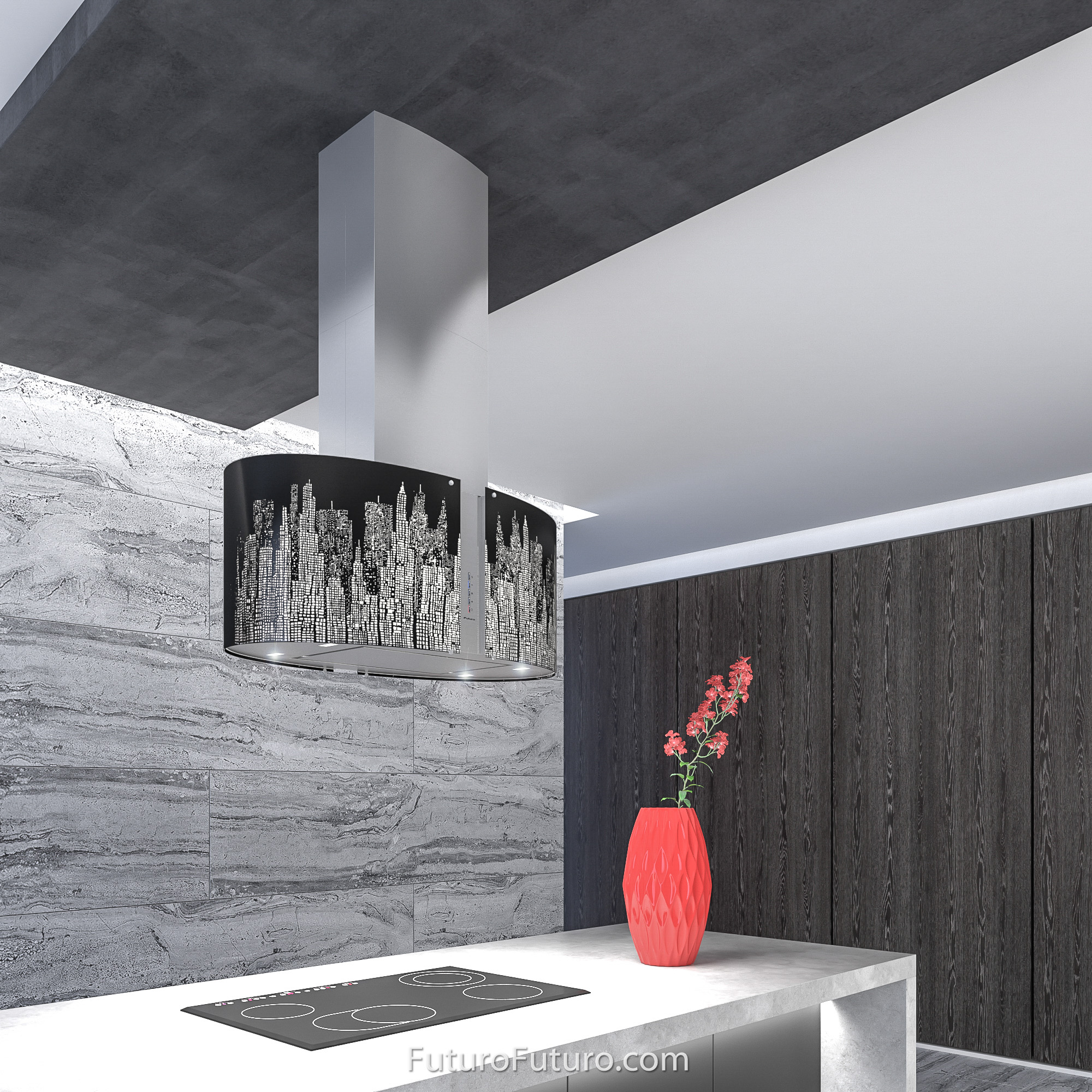 34″ Murano New York LED Island Range Hood IS34MURNEWYORKLED