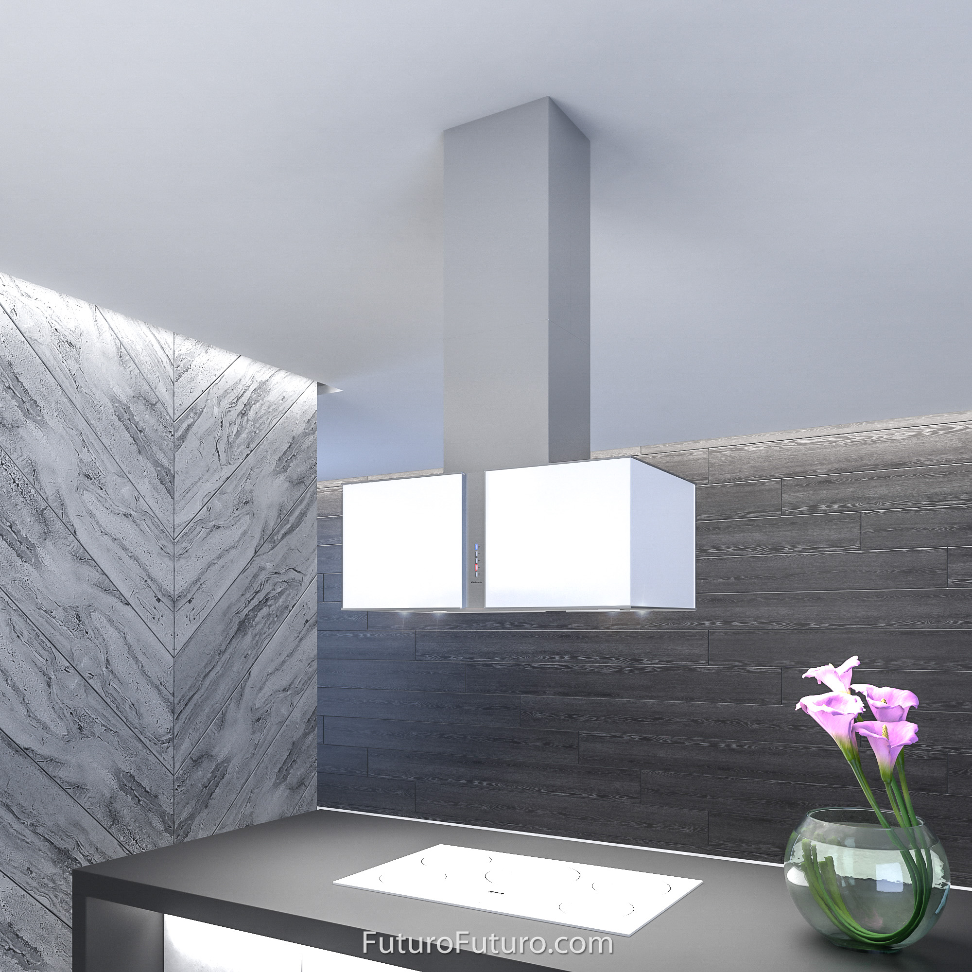 34″ Murano Snow LED Island Range Hood IS34MURSNOWLED