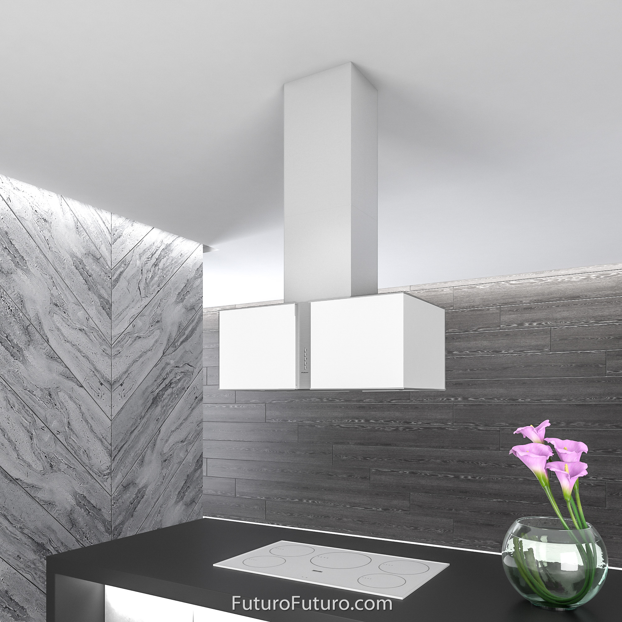 34″ Murano Snow LED Island Range Hood IS34MURSNOWLED