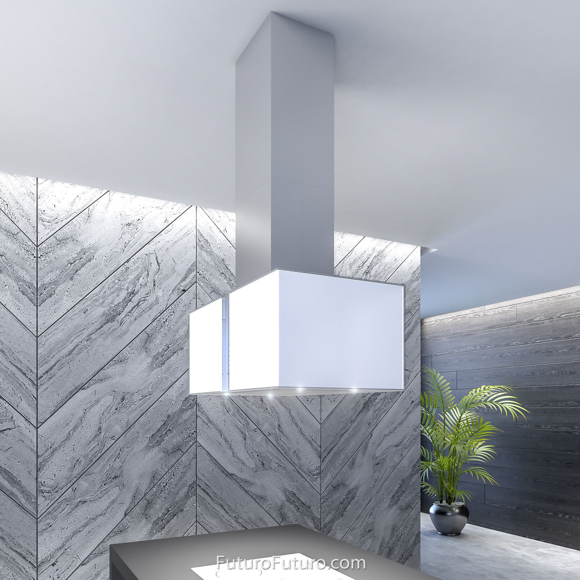 34″ Murano Snow LED Island Range Hood IS34MURSNOWLED
