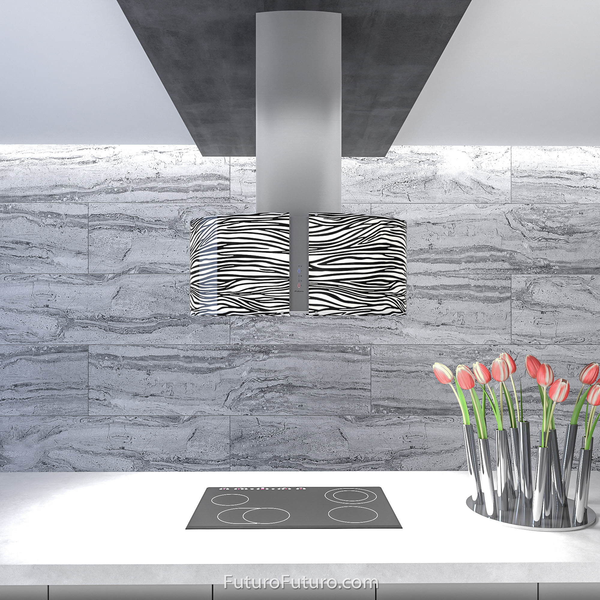 34″ Murano Zebra LED Island Range Hood IS34MURZEBRALED