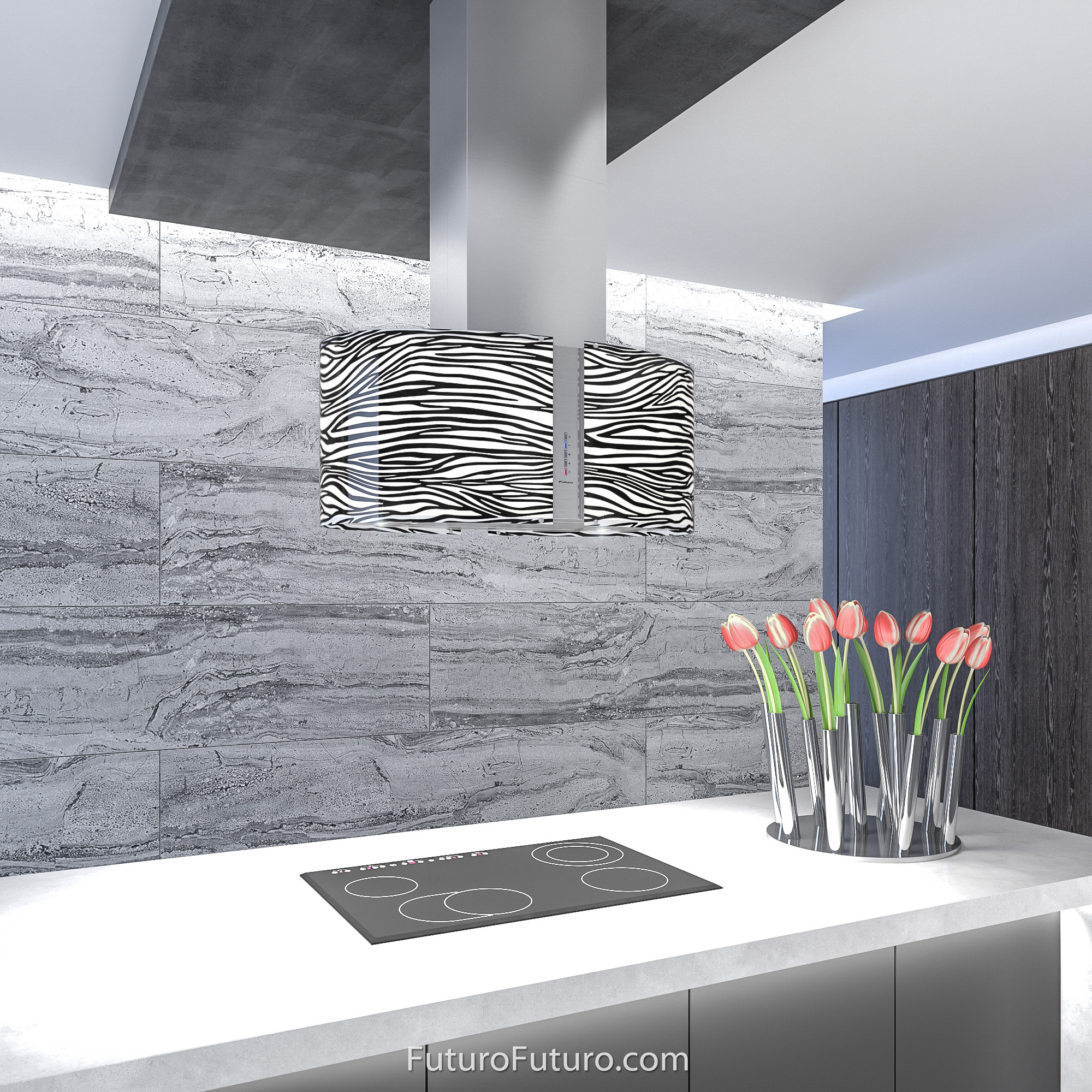 34″ Murano Zebra LED Island Range Hood IS34MURZEBRALED